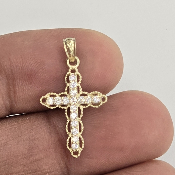 10kt Real Gold Cross Pendant - Picture 1 of 7